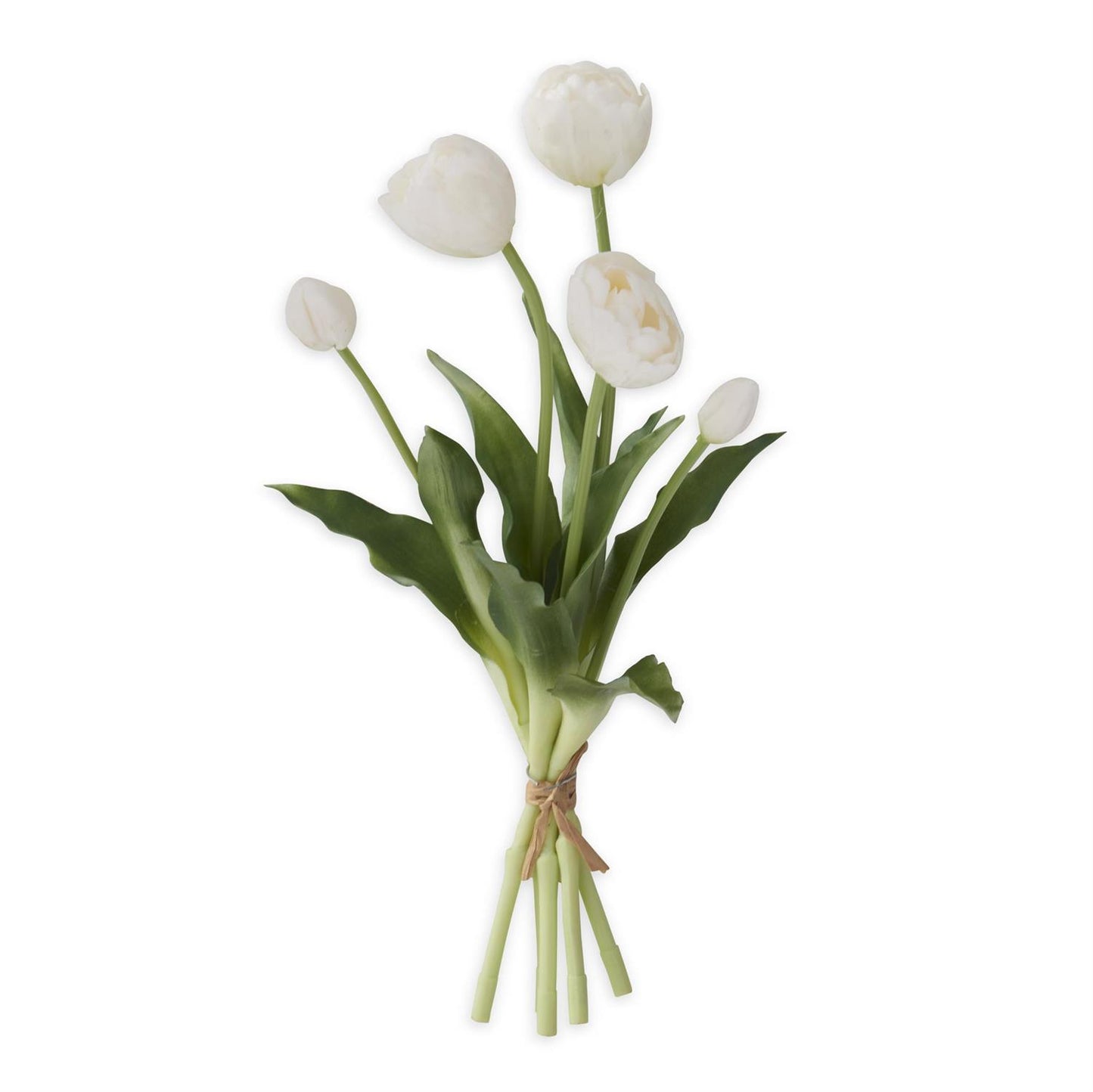 15 Inch White Real Touch Tulip Bud & Bloom Bundle