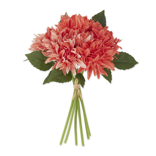 12 Inch Orange Coral Real Touch Dahlia Bundle (6 S