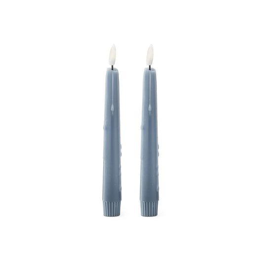 Set of 2 8" LED Drip Taper Candles - Light Blue