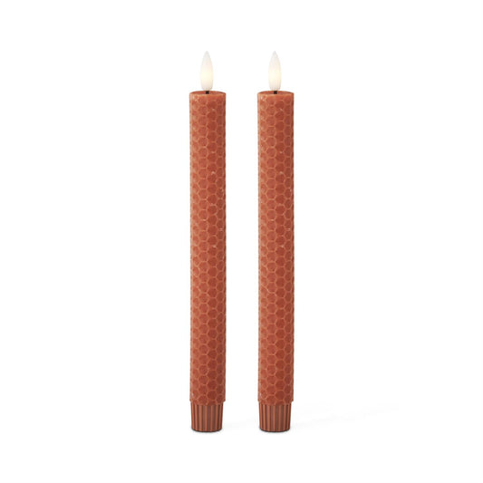 Set of 2 9.75 Inch Rust Comb LED Candles w/Timer