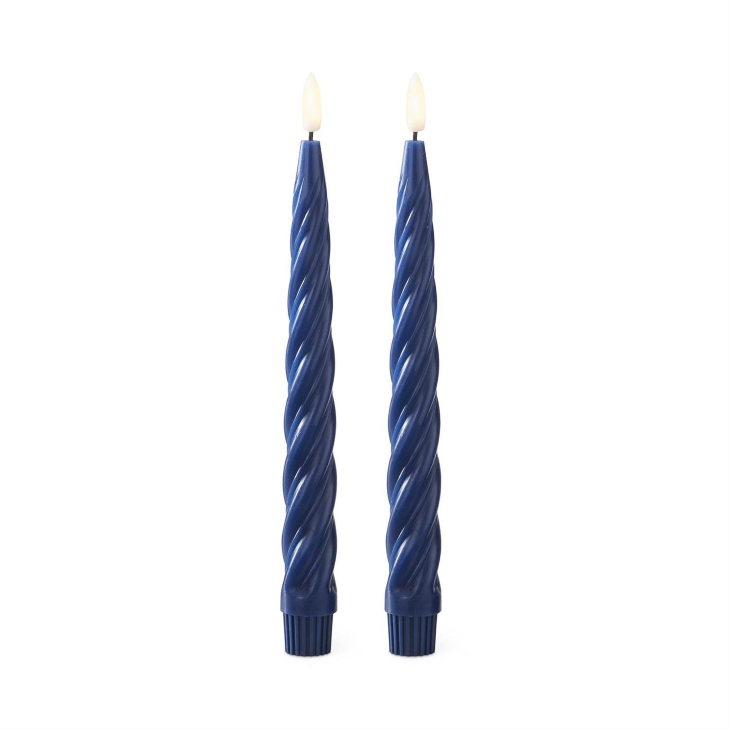 Set of 2 9.75 Inch Dark Blue Spiral LED Taper Candle w/ Timer
