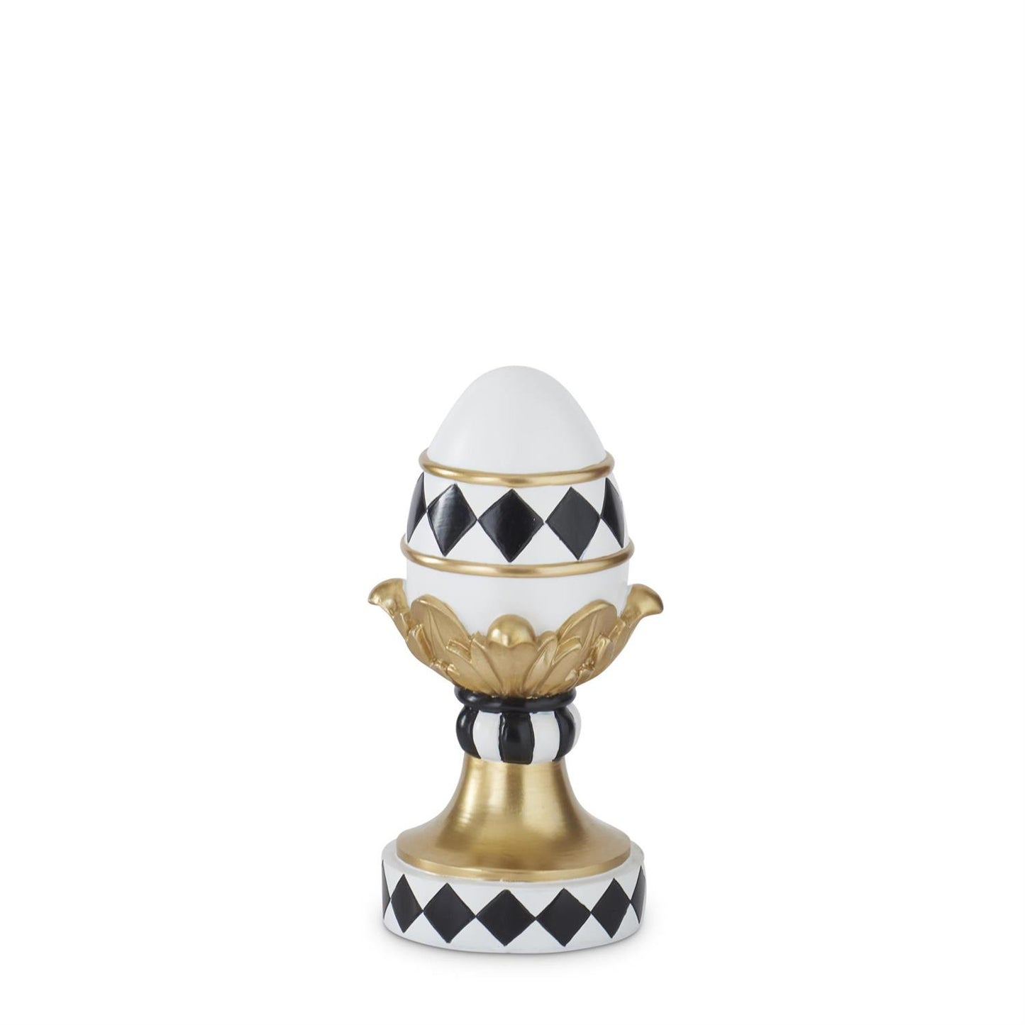 9" White Gold & Black Easter Egg on Pedestal