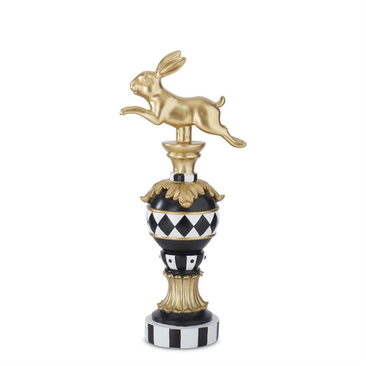 16.75" Gold, Black, & White Prancing Easter Bunny