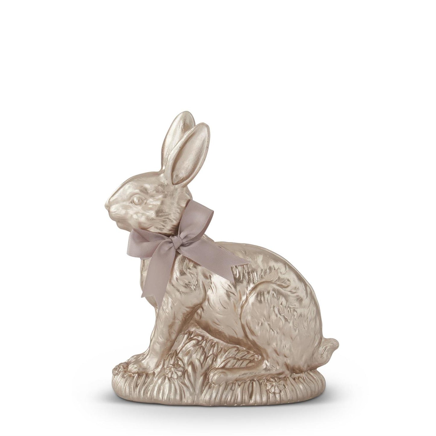 7.25 Inch Resin Gold Easter Bunny w/Bow