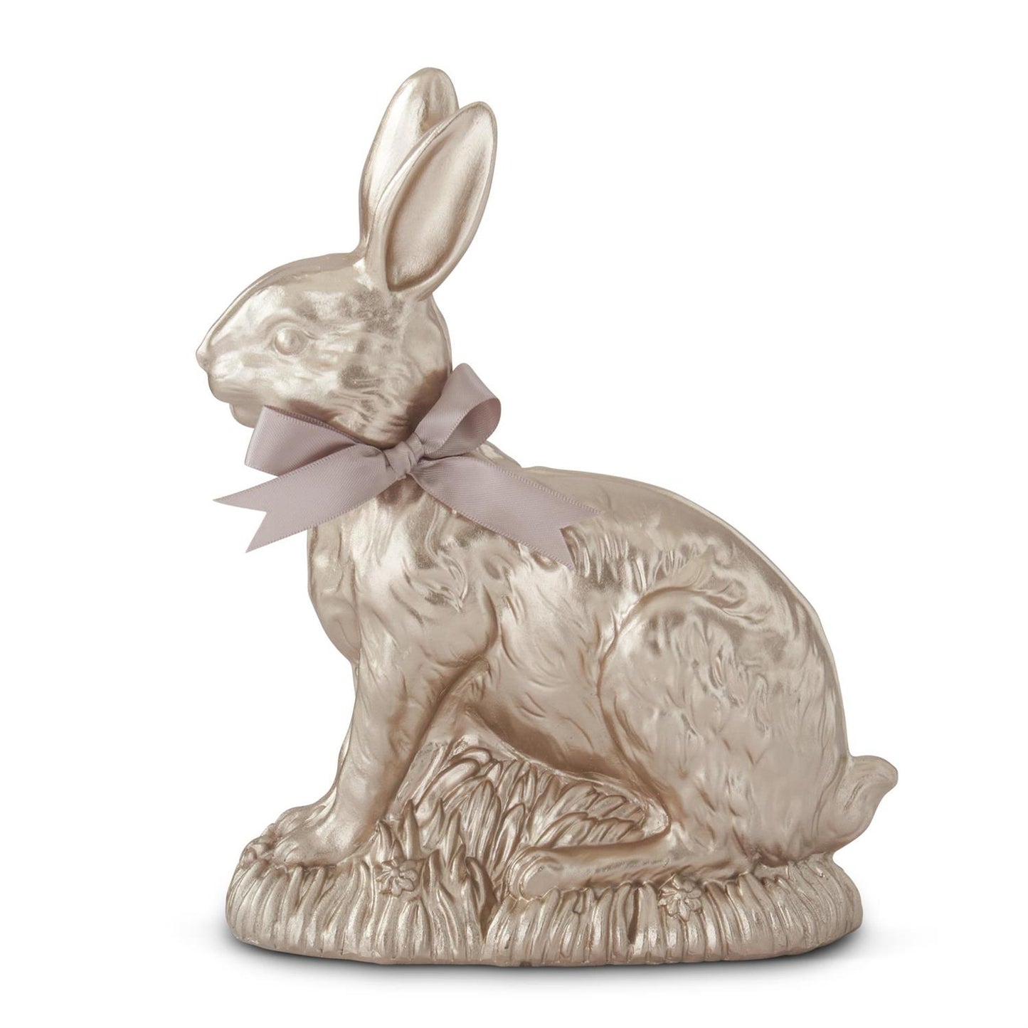 9 Inch Resin Gold Easter Bunny w/Bow