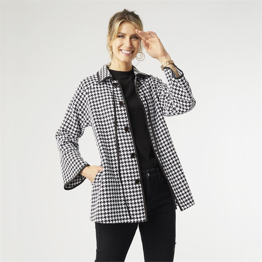 Blair Houndstooth Button-up Coat