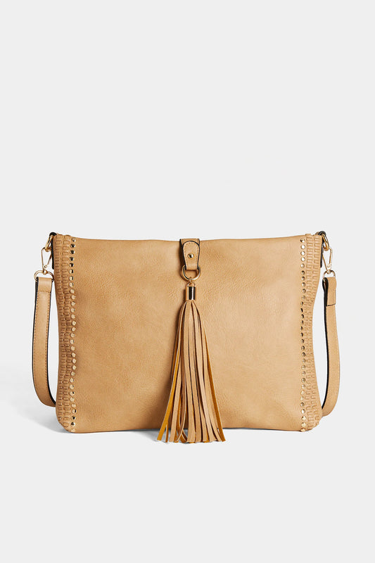 Billie Crossbody Bag w/ Tassel - Tan