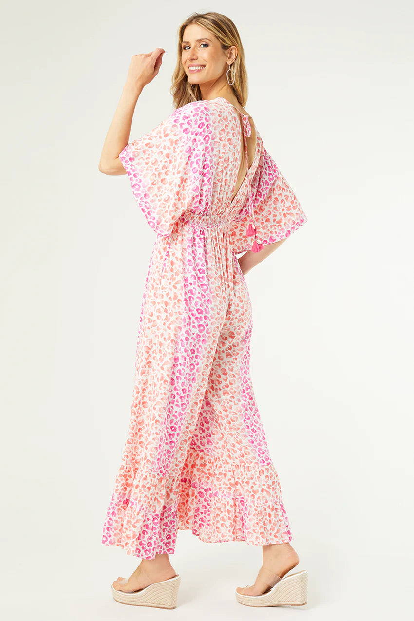 Farrah Flutter Jumpsuit Pink/Orange/Animal