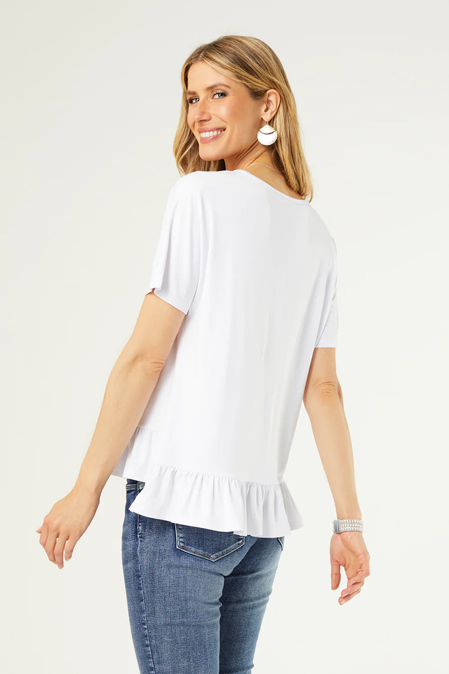 Jessalee Top w/ Ruffle Bottom - White