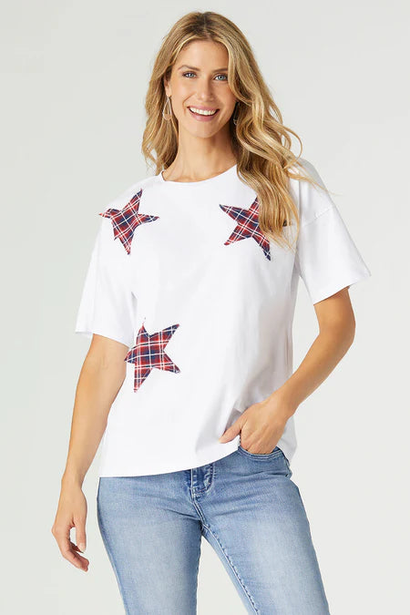 Star Patchwork Tee - White