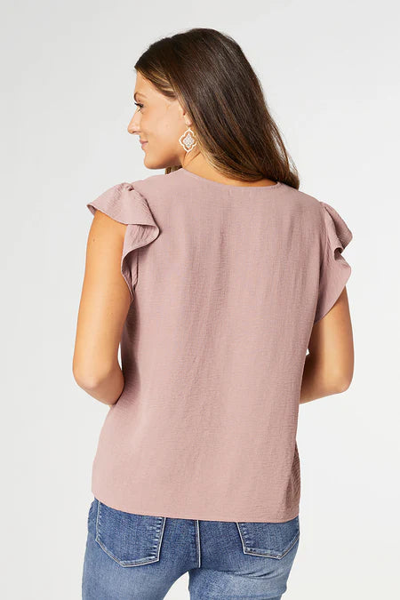 Daphne Flutter Sleeve Top - Plum