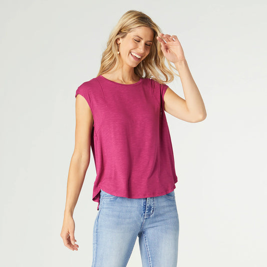 Selena Cap Sleeve Tee - Wine