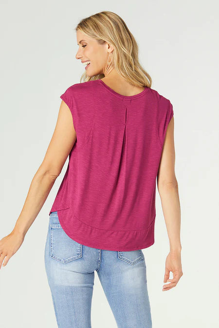 Selena Cap Sleeve Tee - Wine