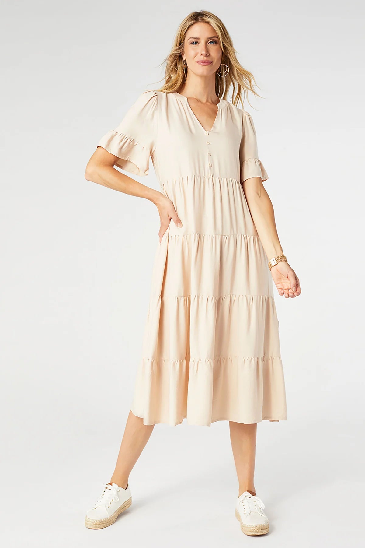 Maragaux Tiered Ruffle Sleeve Dress