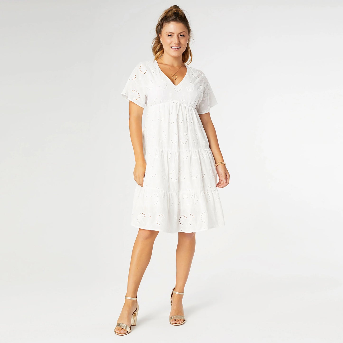Aimee Short Sleeve Dress White