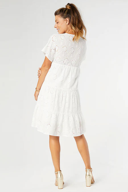 Aimee Short Sleeve Dress White