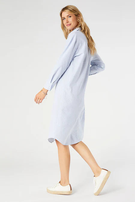 Brenna Button-Up Maxi Dress - Blue/White