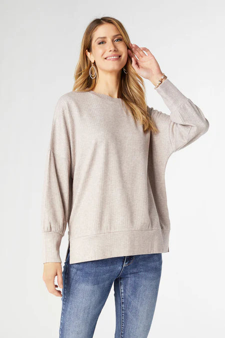 Tansy Crew Neck Top - Taupe