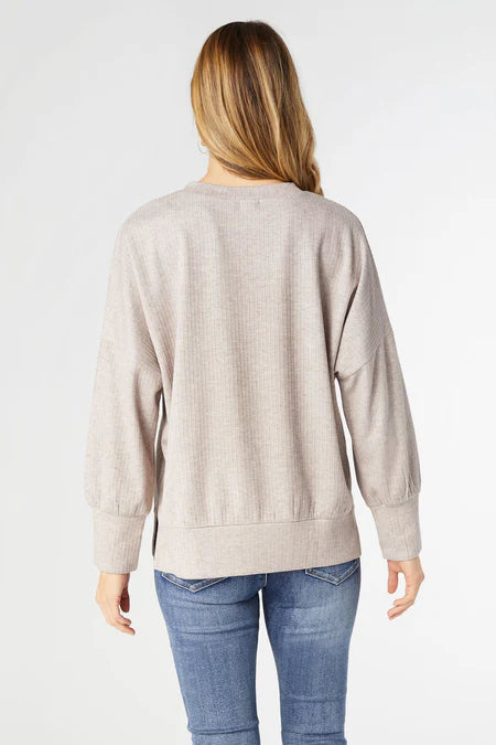 Tansy Crew Neck Top - Taupe