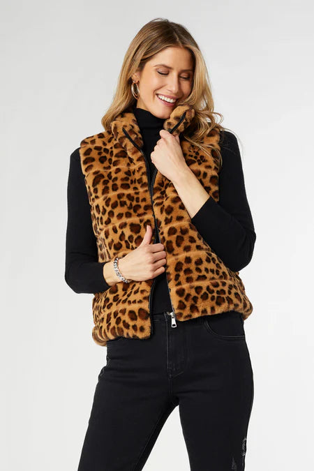 Ronan Faux Fur Vest - Cheetah