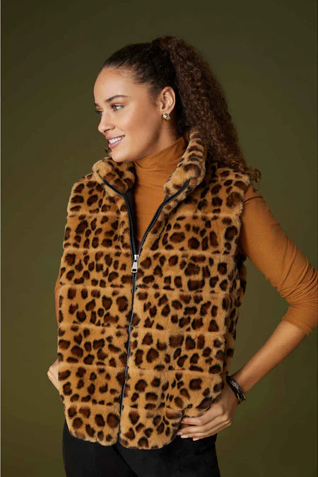 Ronan Faux Fur Vest - Cheetah