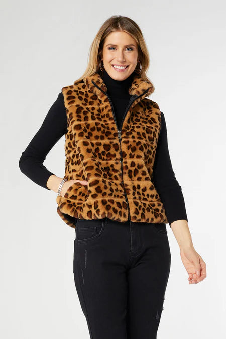 Ronan Faux Fur Vest - Cheetah