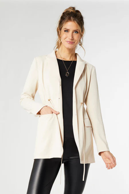 Harmony Tie Waist Blazer - Bone