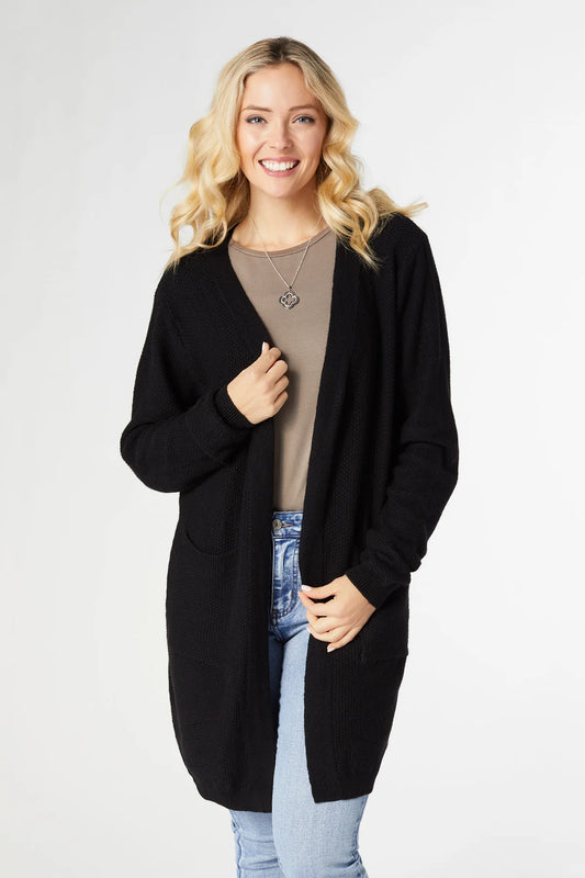 Relaxed Ciana Cardigan w/ Pocket - Black