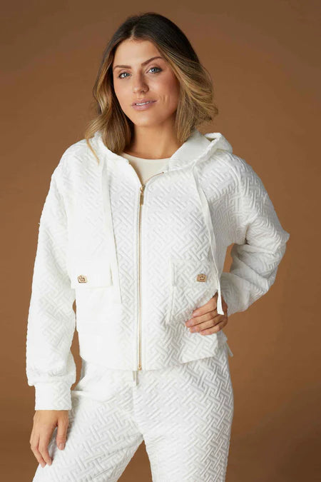 Phoenix Quilted Zip Hoodie - White