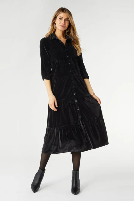 Romance Imagined Velour Dress Black