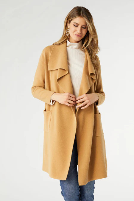 Heavenly-Luxe Long Open Cardigan - Camel