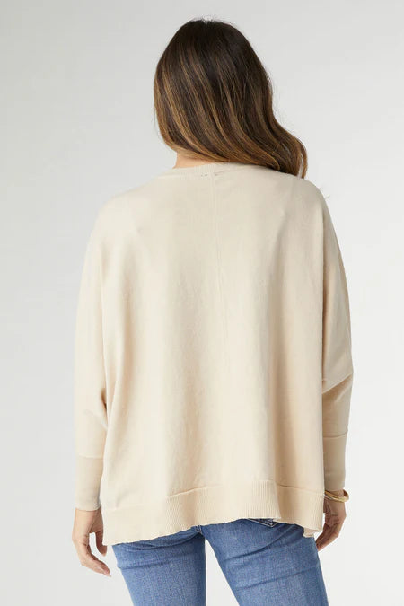 Rila V-Neck Sweater w/ Slit - Taupe