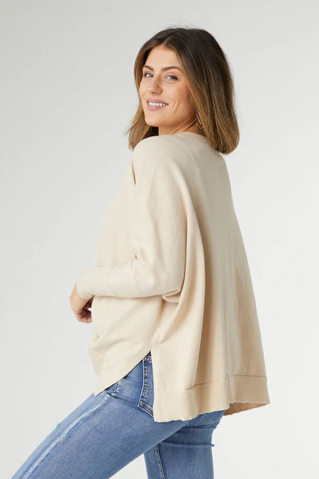 Rila V-Neck Sweater w/ Slit - Taupe