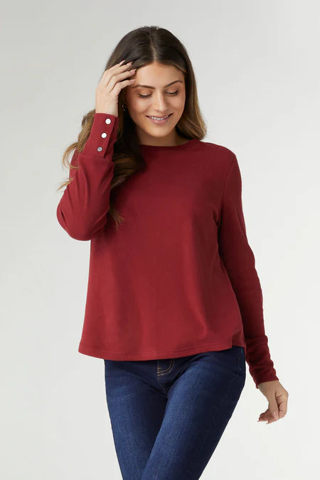 Alexis Super Soft Top w/ Snap Cuff - Red