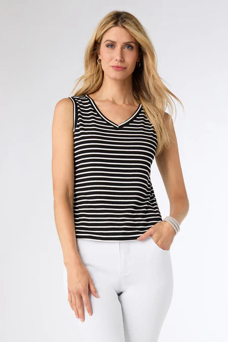 Amara Striped Tank - Black/White