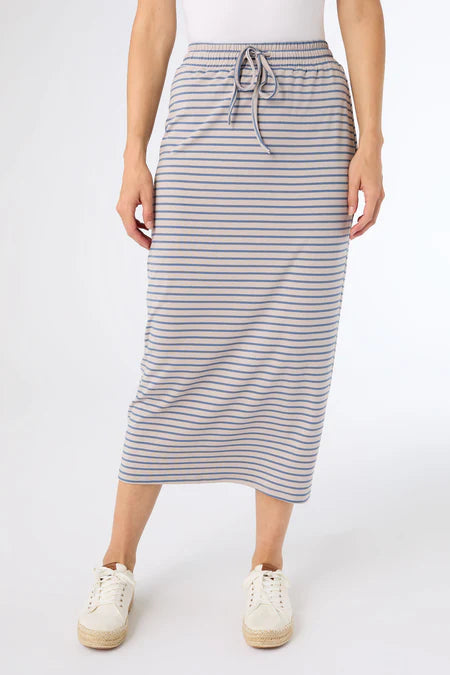 Amara Striped Skirt - Taupe/Blue
