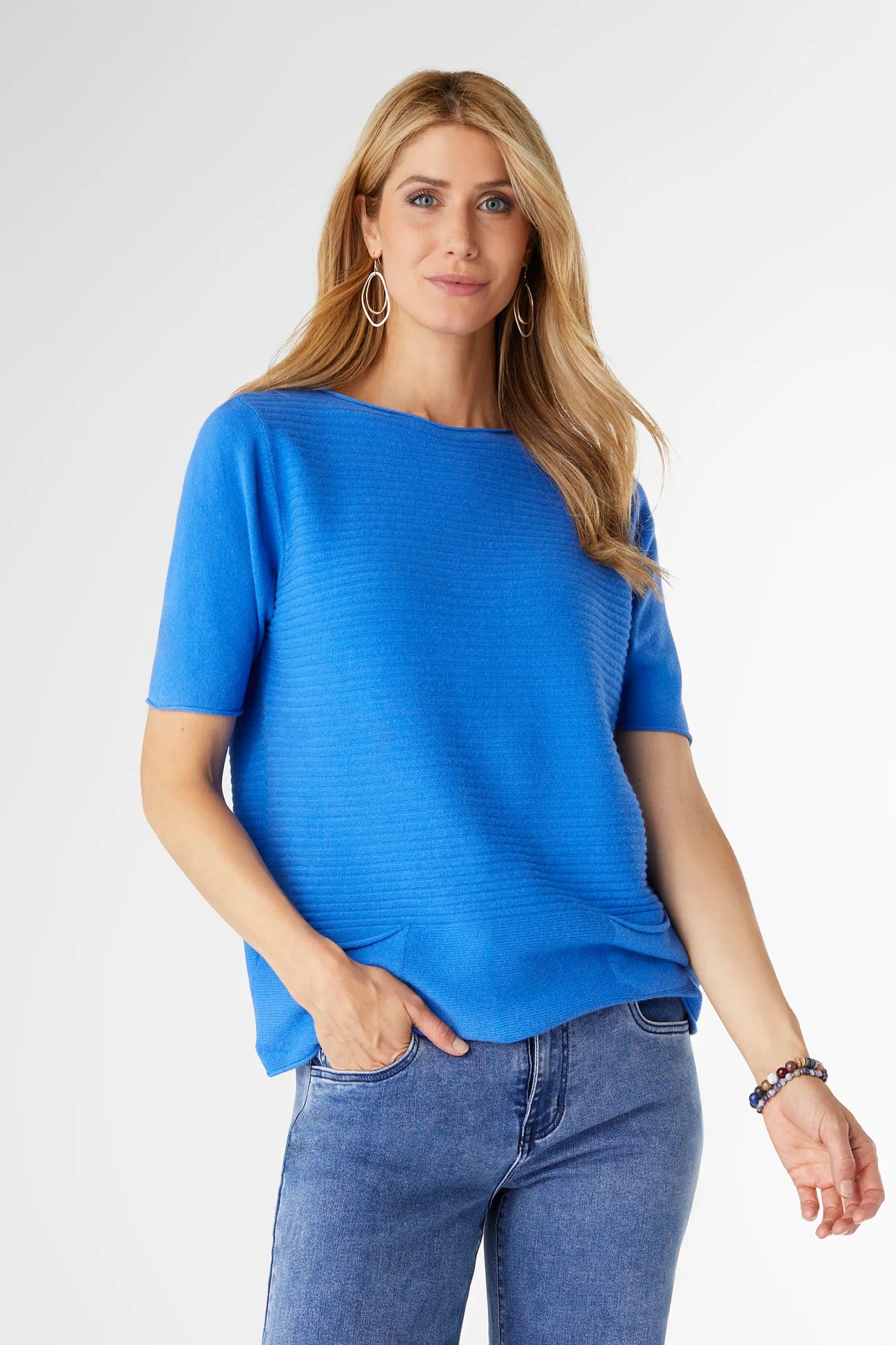 Heavenly Luxe Short Sleeve Top - Blue