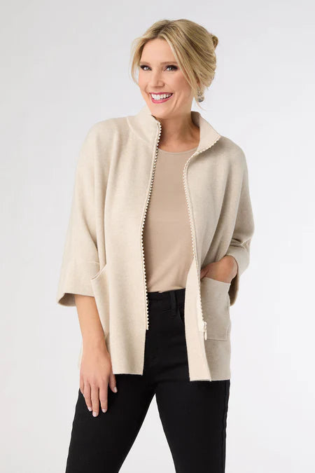 Heavenly-Luxe Rhinestone Cardi - Oatmeal