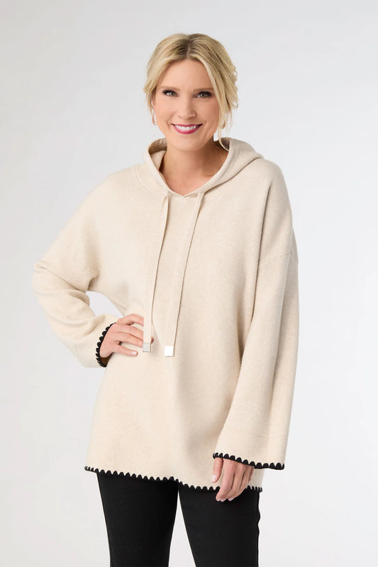Heavenly Luxe Hooded Sweater w/ Contrast Trim