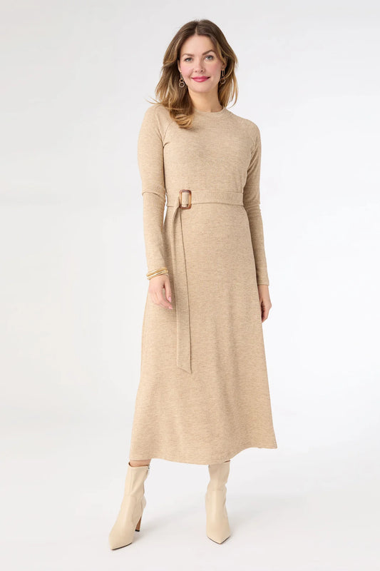 Julane Knit Dress w/ Belt - Camel