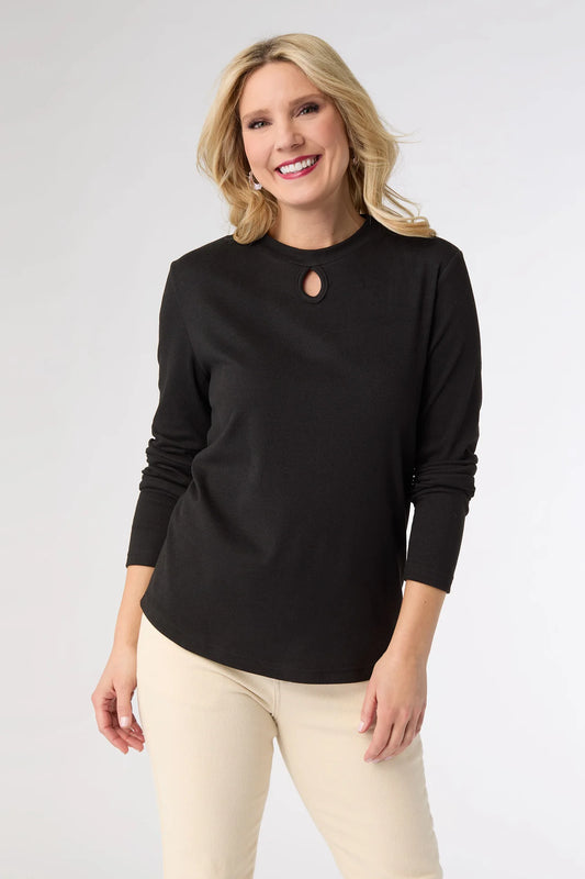 Alexis Keyhole Neck Top - Black