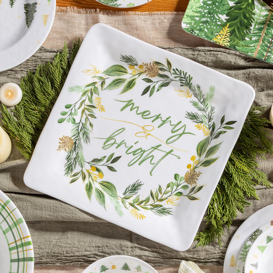 13.5" Square Platter - Shades of Green