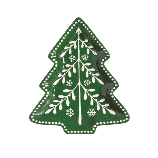 9.5" Salad Plate - Shades of Green Tree Shaped