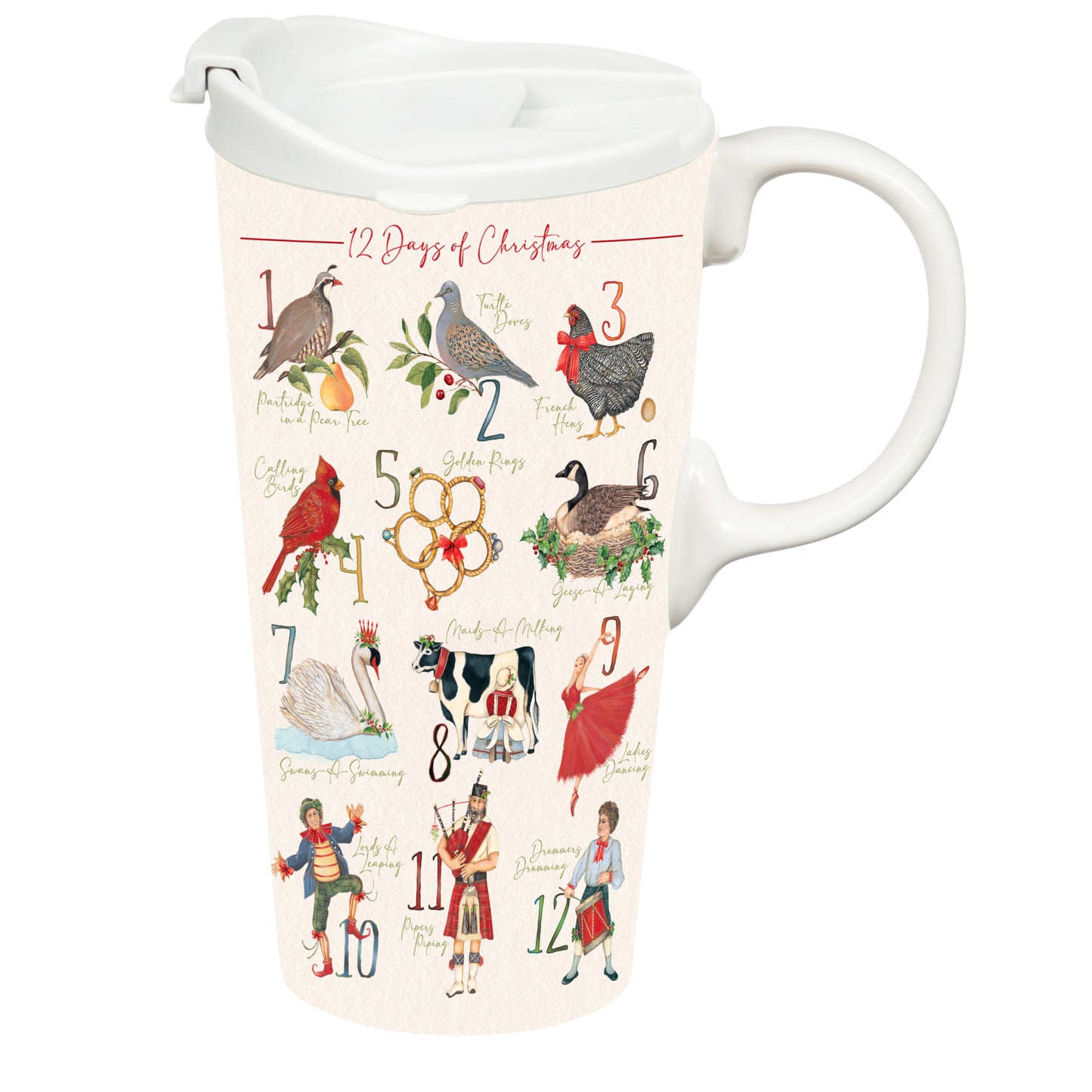 17oz Ceramic Travel Cup - 12 Days of Christmas