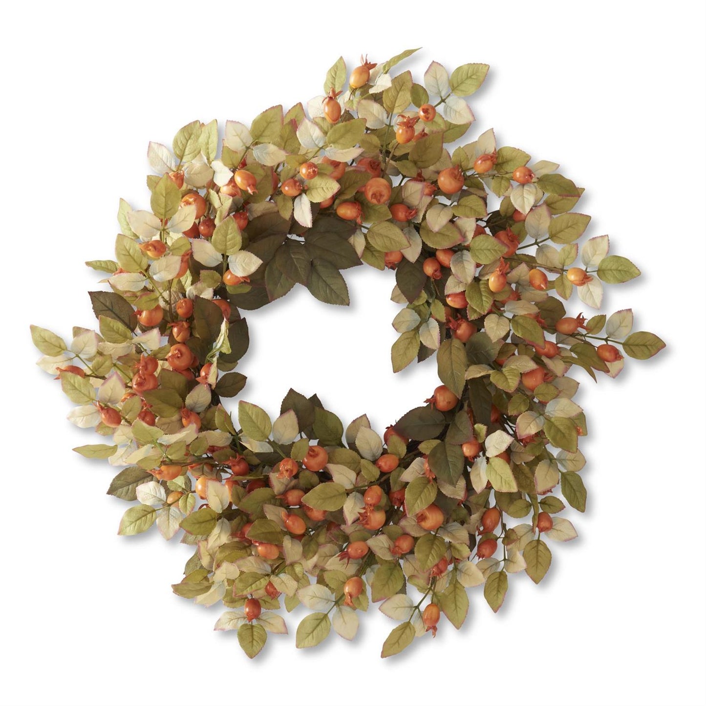 28" Wreath - Orange Berry w/ Olive Leaves