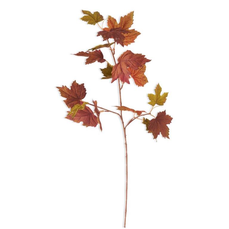 28" Red/Orange/Brown/Green Maple Leaves Stem