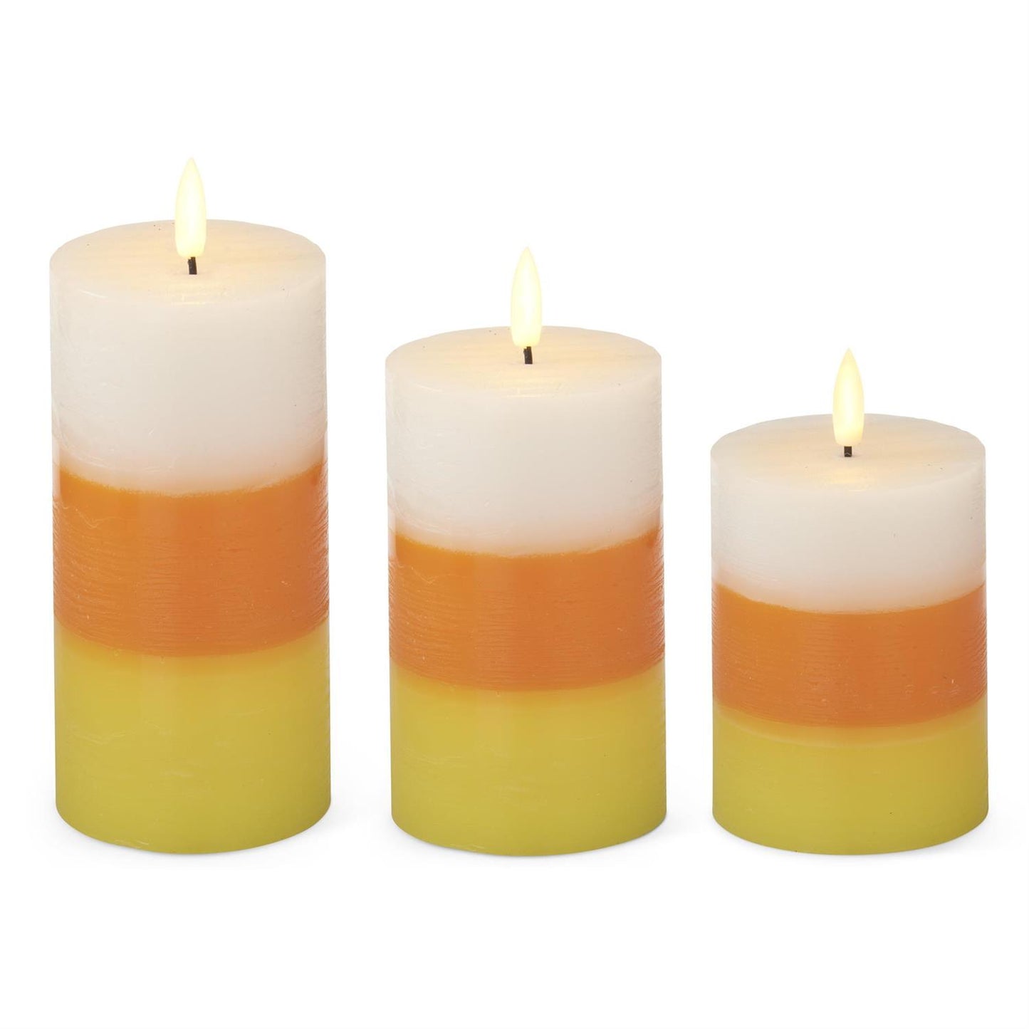 5.25" Candy Corn Wax LED Flicker Flame Candle