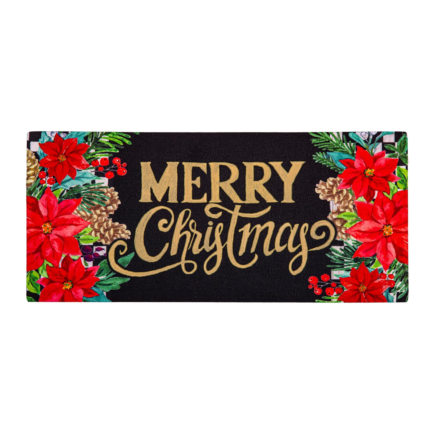 Sassafras Insert - Floral Checkered Merry Christmas