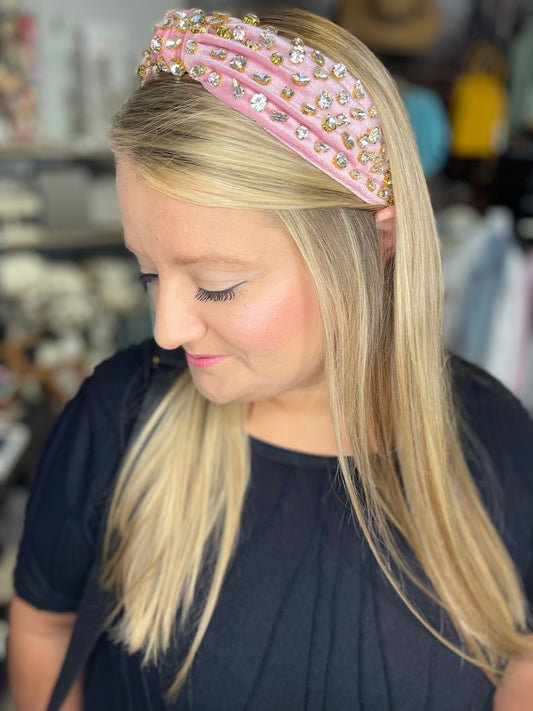 Light Pink Rhinestone Beaded Headband