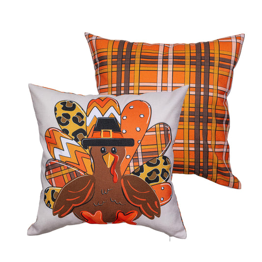 18' Pillow Cover - Give Thanks Patterned Turkey